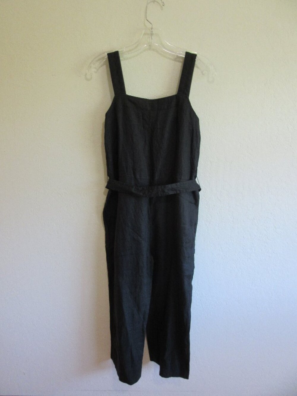 EVERLANE Black Linen 4P Wide Leg Sleeveless Jumpsuit
